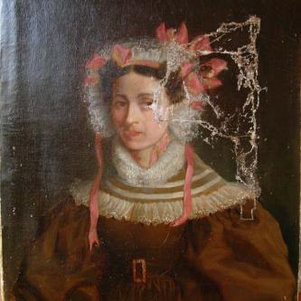 Dame XIXème après nettoyage, avant retouche