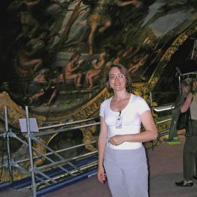 Martine Lemot sur le chantier de la Galerie des Glaces